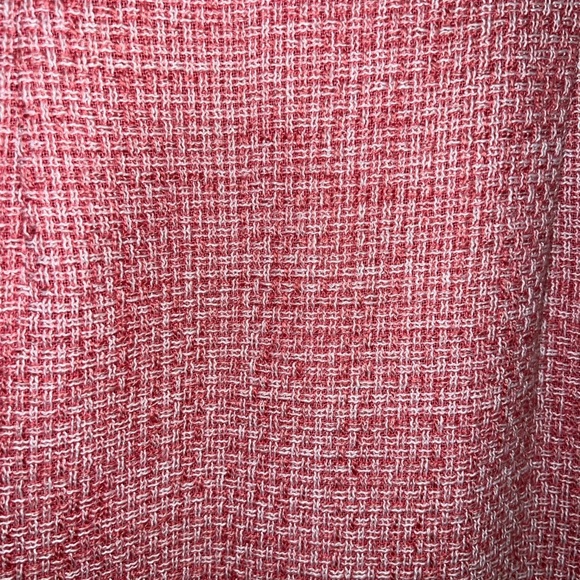 Karl Lagerfeld Paris Designer Tweed Scalloped V Neck Sheath Pink Dress Size 10 - Picture 11 of 11
